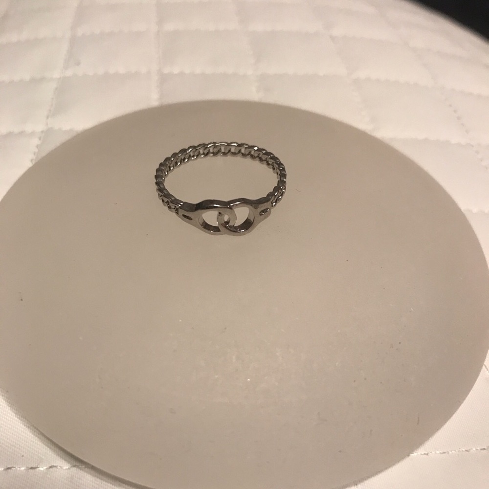 Silver handcuff ring